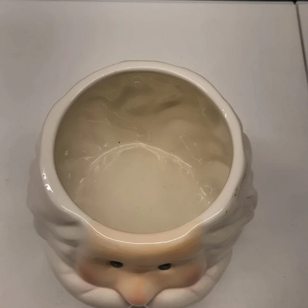 Vtg Santa Claus Ceramic Candy Dish w/Puffy Cheeks 5